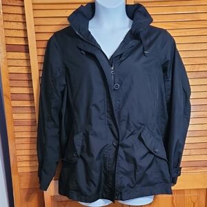 Women's Black Windbreaker/Raincoat w Detachable Hood